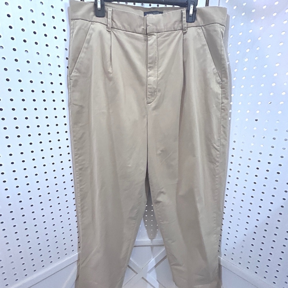 Banana Republic Pleated Crop Authentic Chino Pants Khaki Size 16